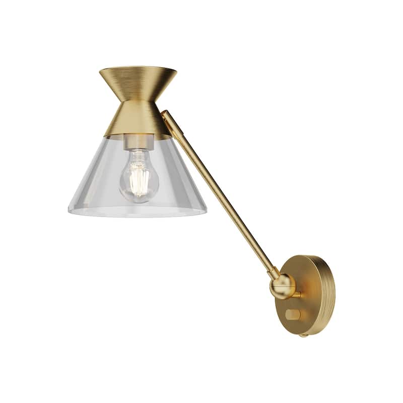 Alora Lighting WV521008 Mauer 8" Tall Wall Sconce - Brushed Gold / Clear Glass