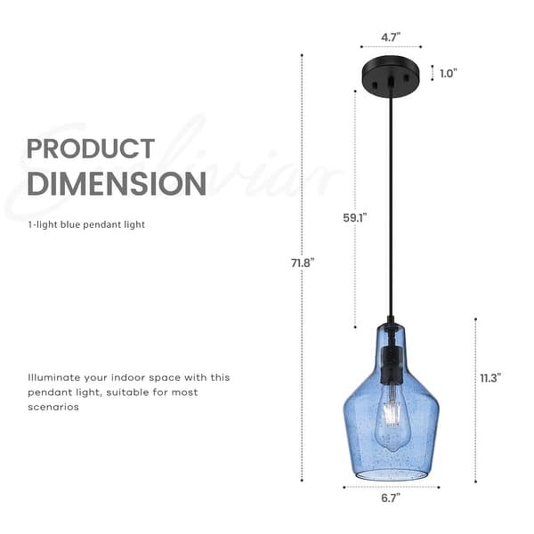 dimension image slide 1 of 4, 1-Light Adjustable Kitchen Pendant Light
