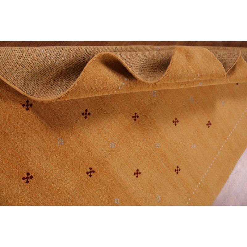 Hand Knotted Oriental 100% Wool Carpet Tribal Tribal Yellow & Gold Gabbeh Area Rug - 6' 3'' X 4' 7''