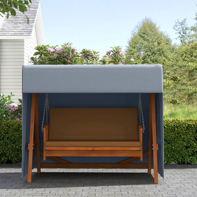 Dark Grey UV Resistant Oxford Cloth Patio Swing Chair Cover Large Outdoor Hammock Protector - 80.75"L x 48.75"W x 64.5"H