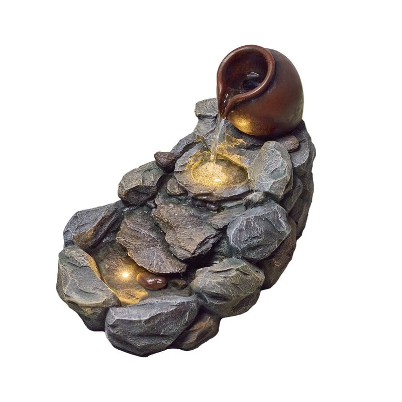 Weather-Resistant Outdoor Rocky Stream Water Fountain with LED Lights