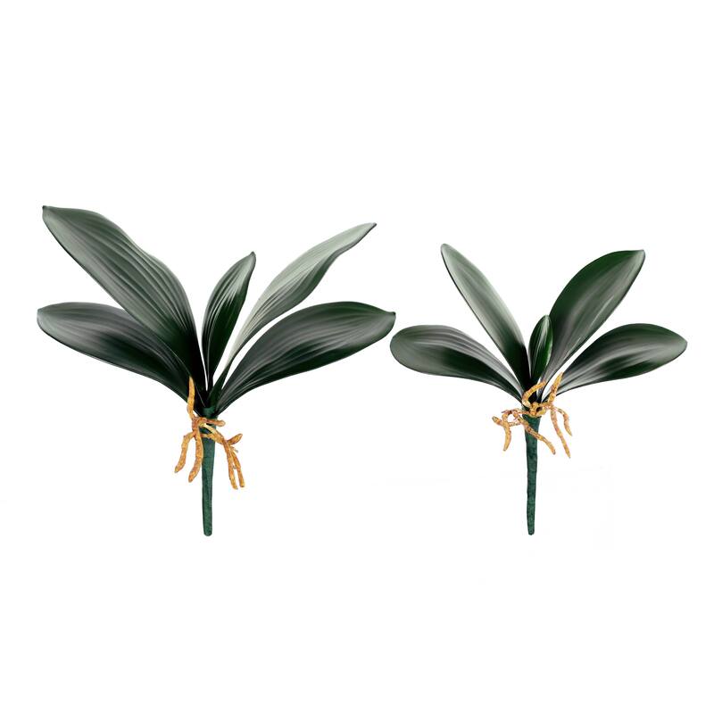 Set of 3 Artificial Phalaenopsis Orchid Leaf Plant Greenery Foliage Spray Branch with Roots 12in - 8" L x 12" W x 3.5" DP