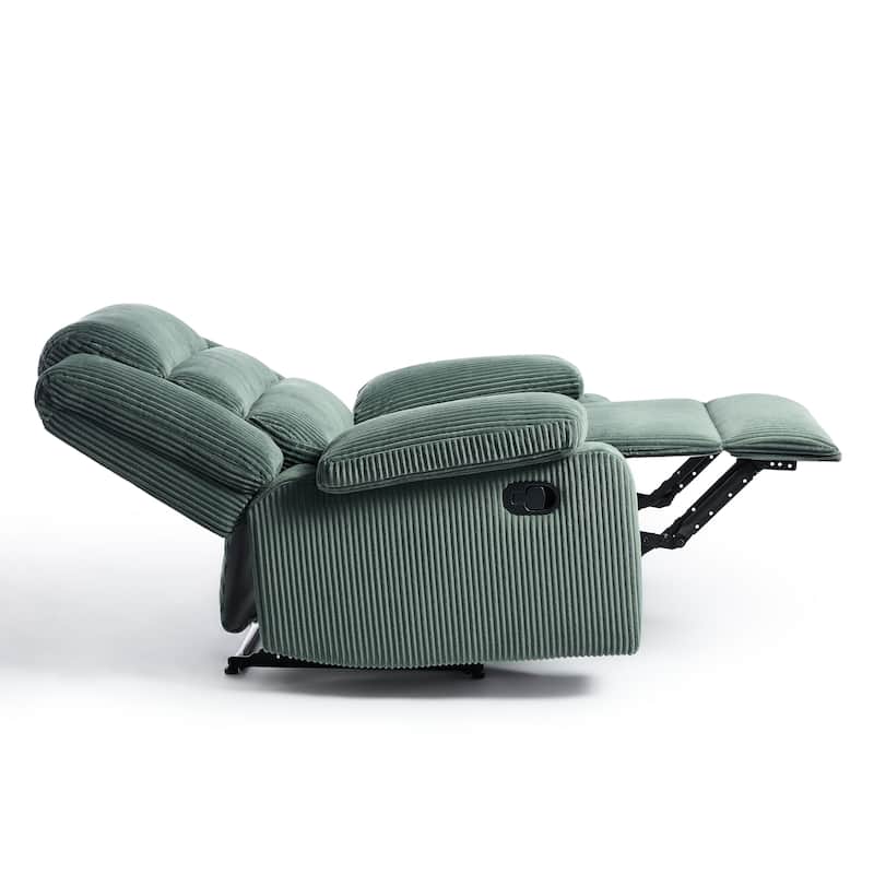 Classic Corduroy Upholstered Push Back Manual Recliner Chair
