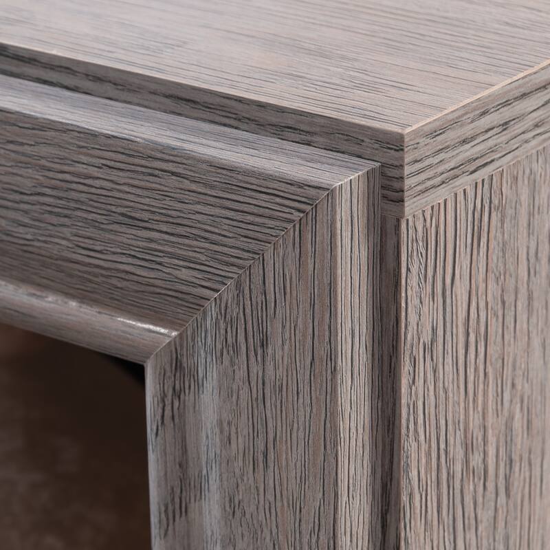 Wood L-Shaped Desk with Integrated Storage, Brown