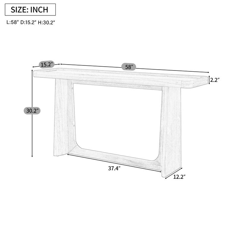 Farmhouse Console Table with Tray Top Design, Solid Wood Frame for Entryway, Living Room or Sofa Back