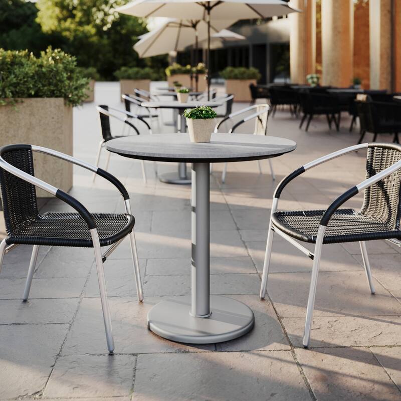 Commercial All-Weather HPL Tabletop with Round Base