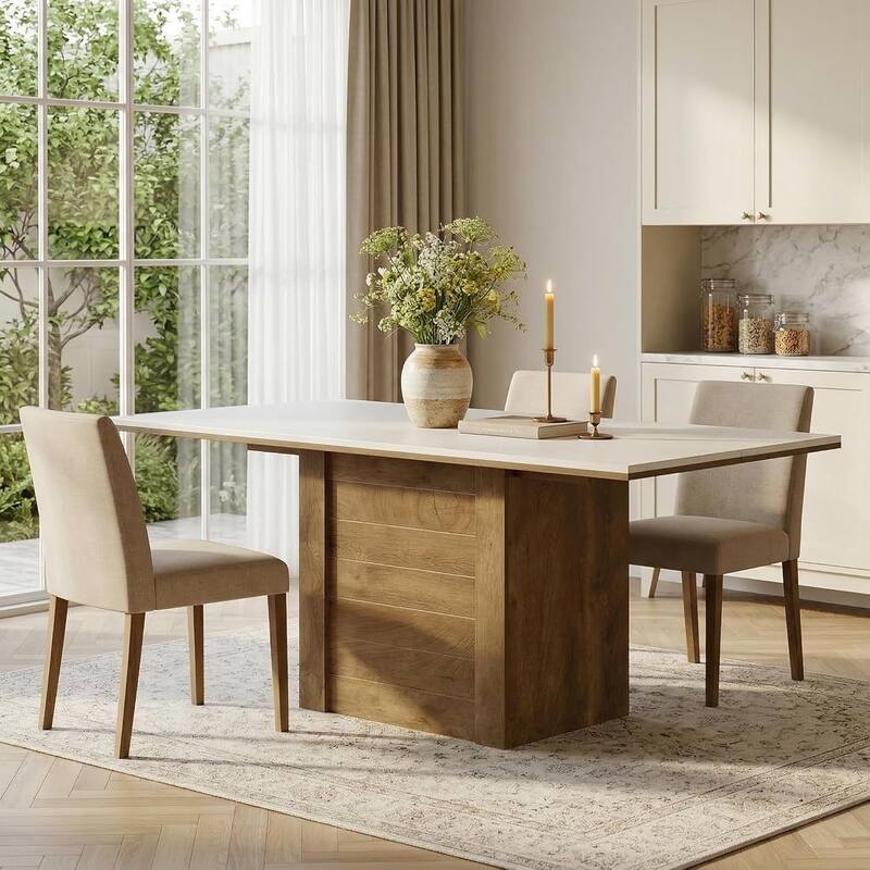 55" Rectangular Dining Table for 4 to 6 People, Kitchen Table for Dining Room & Living Room