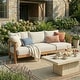 preview thumbnail 1 of 17, Christopher Knight Home - Outdoor Acacia Wood 3-Seater Sofa with Cushions Natural+Beige