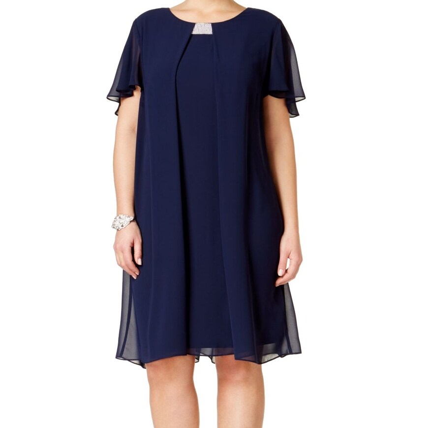 navy blue shift dress plus size
