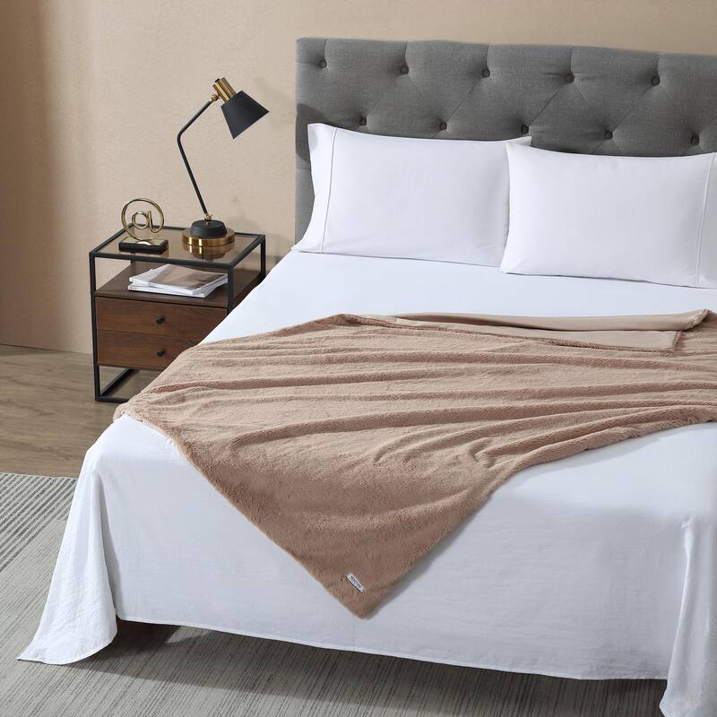 Kenneth Cole Faux Fur Solid Throw Blankets