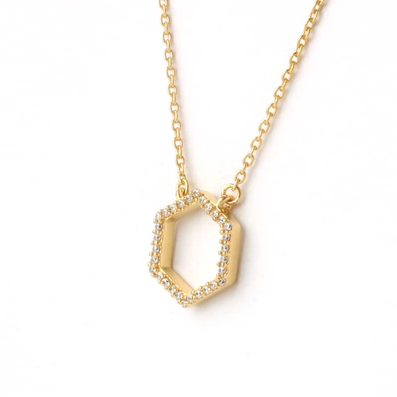 1/10ct Diamond Geometric Pendant Necklace in Silver for Women