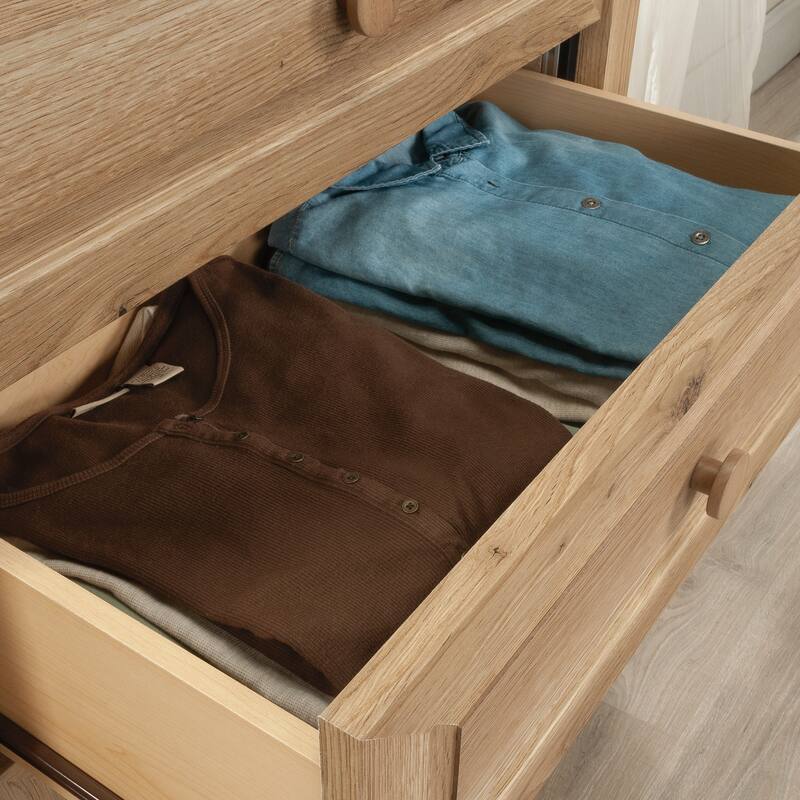 Rustic Brown 4-Drawer Storage Cabinet with Safety Lock for Bedroom Living Room