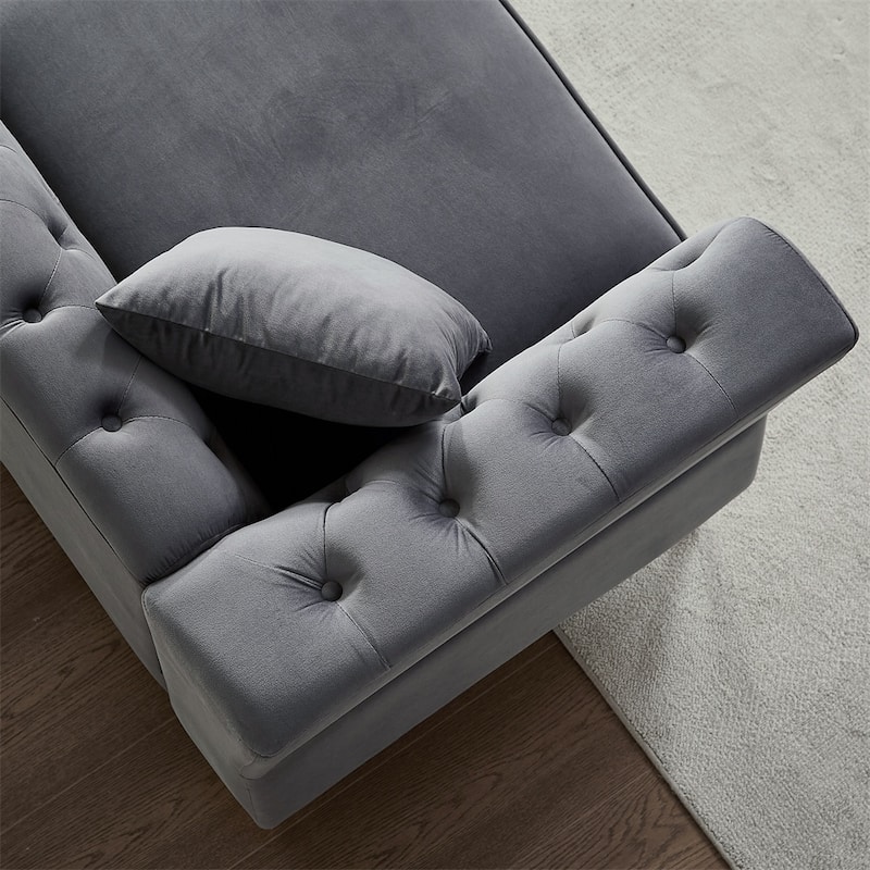 2 Seater Sofa Tufted Couch with Metal Foot and Nailhead