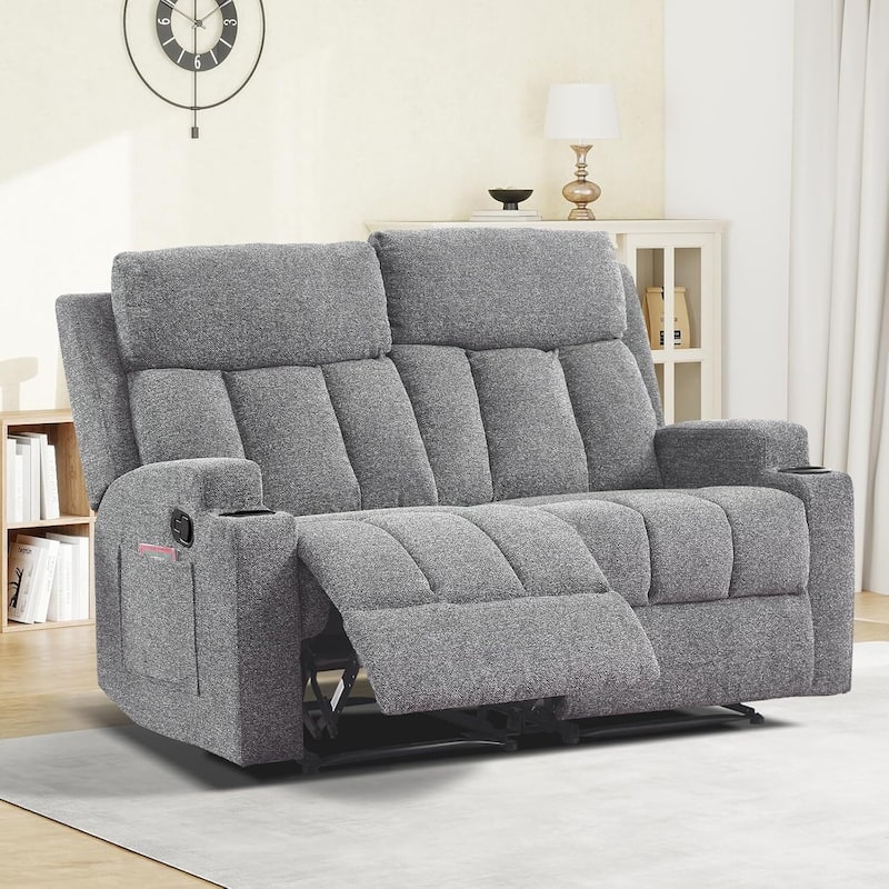 Recliner Sofa for Living Room, Extra Wide Modern Overstuffed 1/2/3 Seat Reclining Manual Sofa Chair - Light Gray - 2 Set