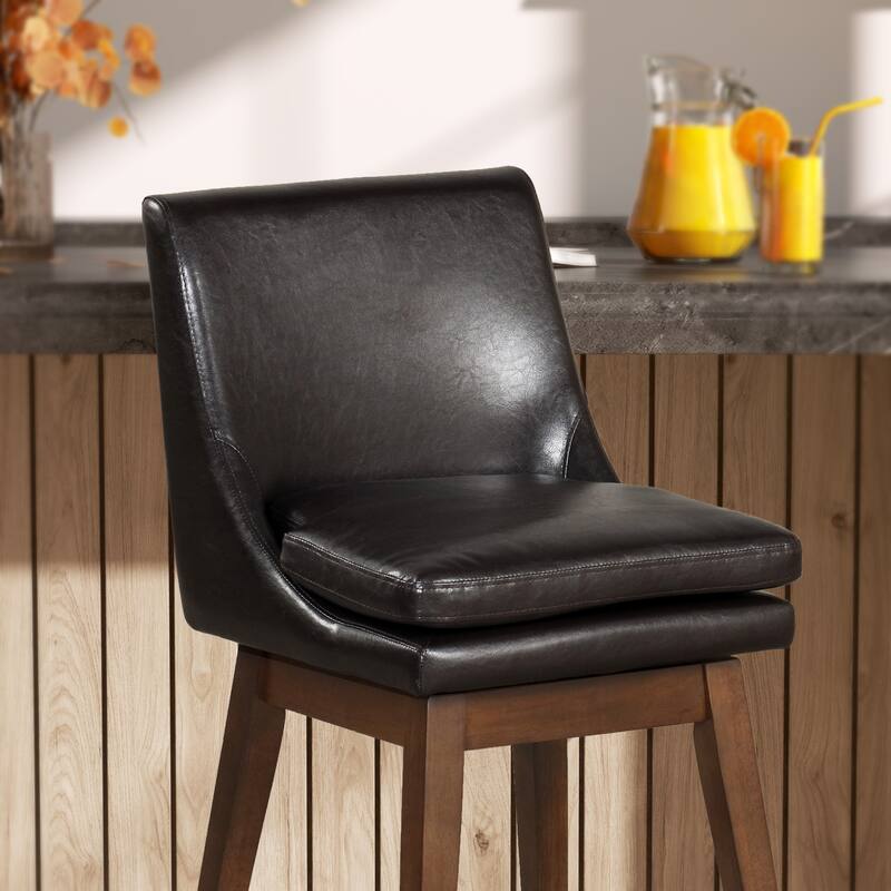 26.4" Swivel Counter Stool with Solid Wood Frame ( Set of 2 )
