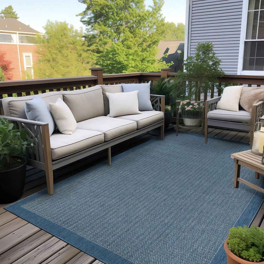 World Rug Gallery Contemporary Bordered Reversible Indoor / Outdoor Area Rug