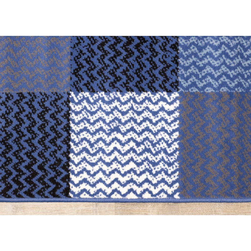 Florence Collection - Blue Squares Rug - 4'7" x 6'7"
