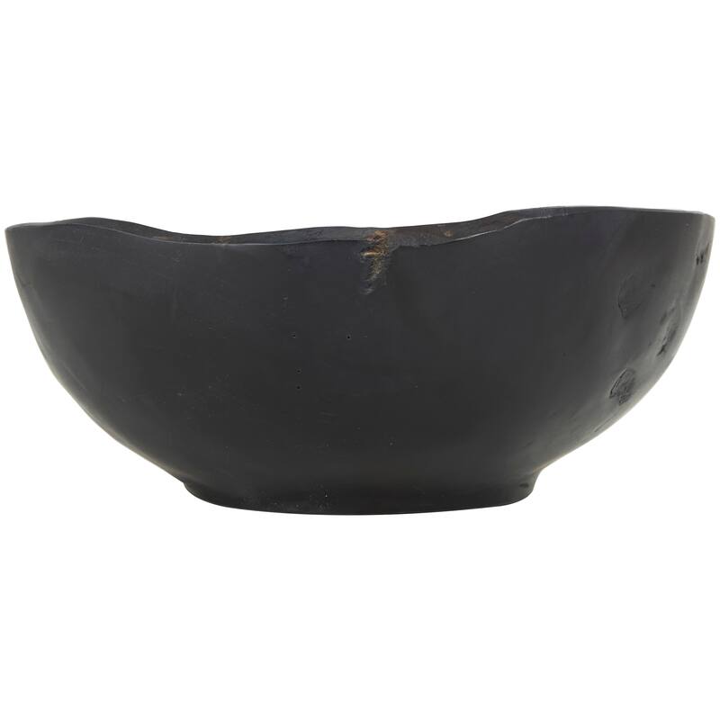 Brown or Black Teak Wood Handmade Decorative Bowl with Natural Grooves