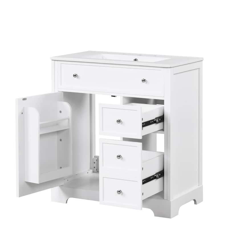 Merax Bathroom Vanity with Sink Top & Hidden Door Rack
