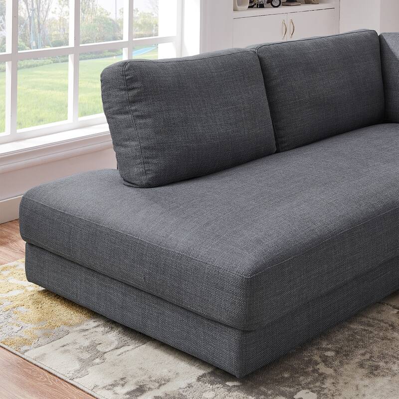 Gloria Mid-century Modern Cozy Sectional Linen Sofa