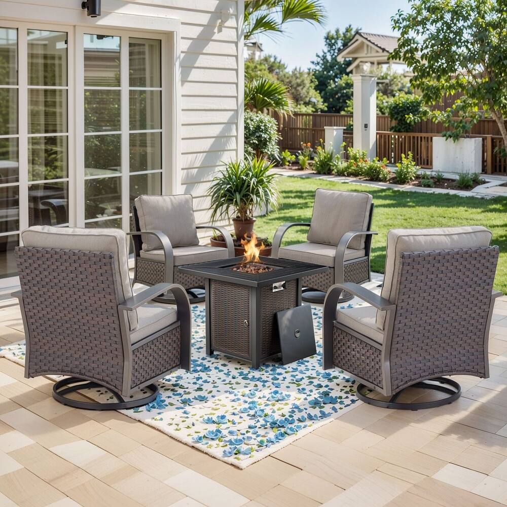 Propane Fire Pit with Outdoor Patio Funiture Set