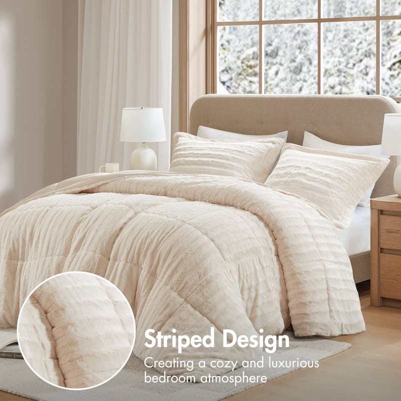 Madison Park York Faux Fur Comforter Mini Set