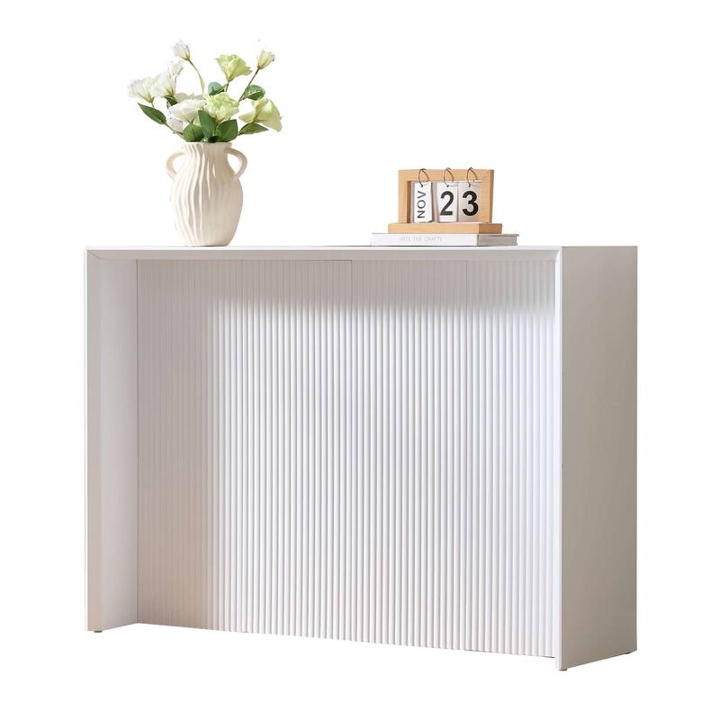 Lira Contemporary Wood Ripple Front Console Table