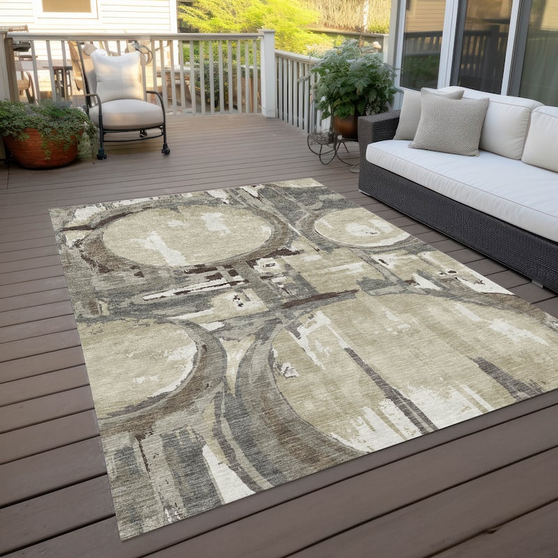 Machine Washable Indoor/ Outdoor Chantille Contemporary Abstract Rug