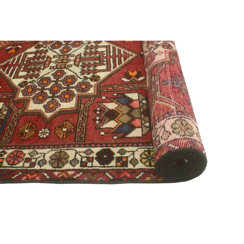 Fine Vintage Distressed Masud Red/Ivory Runner - 3'10" x 10'7"