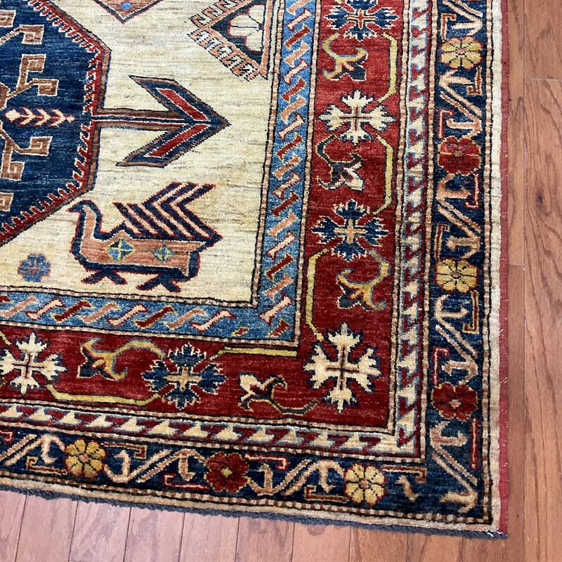 HERAT ORIENTAL Handmade Super Kazak Wool Rug - 6'6" x 9'4"