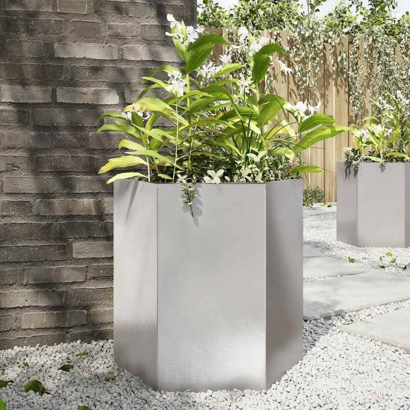 vidaXL Garden Planter Stainless Steel Hexagon 18.1x15.7x17.7 in Durable - 15.7 x 18.1 x 17.7 in