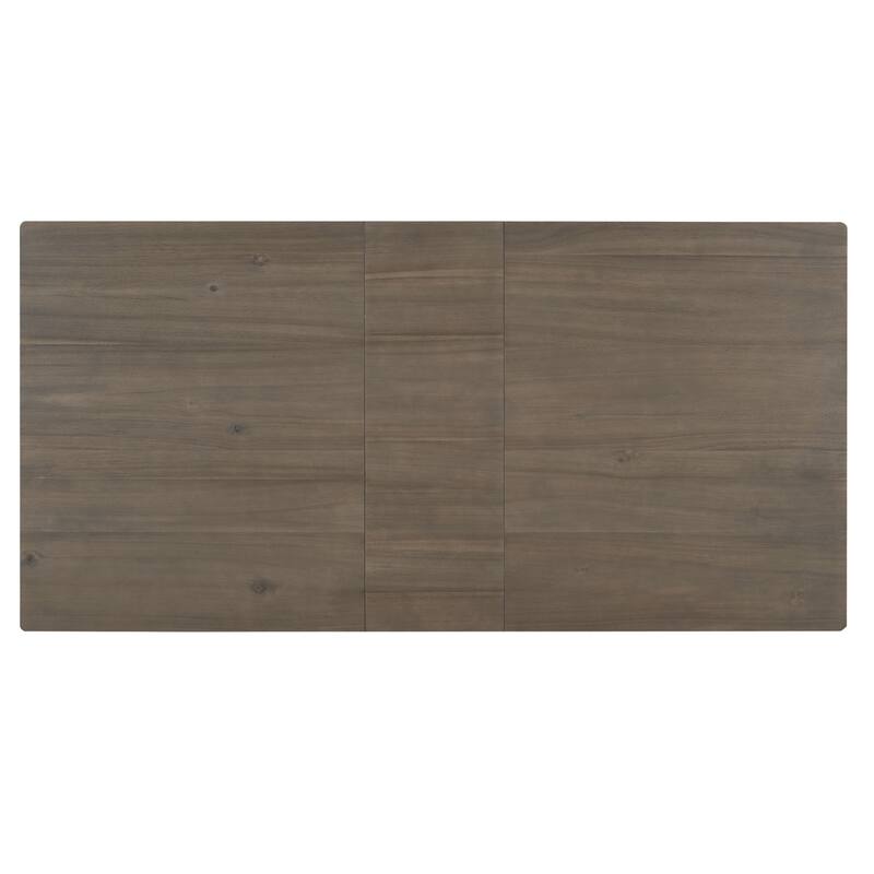 Brown+White Rustic 7-Piece Wooden Dining Table Set with 6 Chairs & Extendable Table
