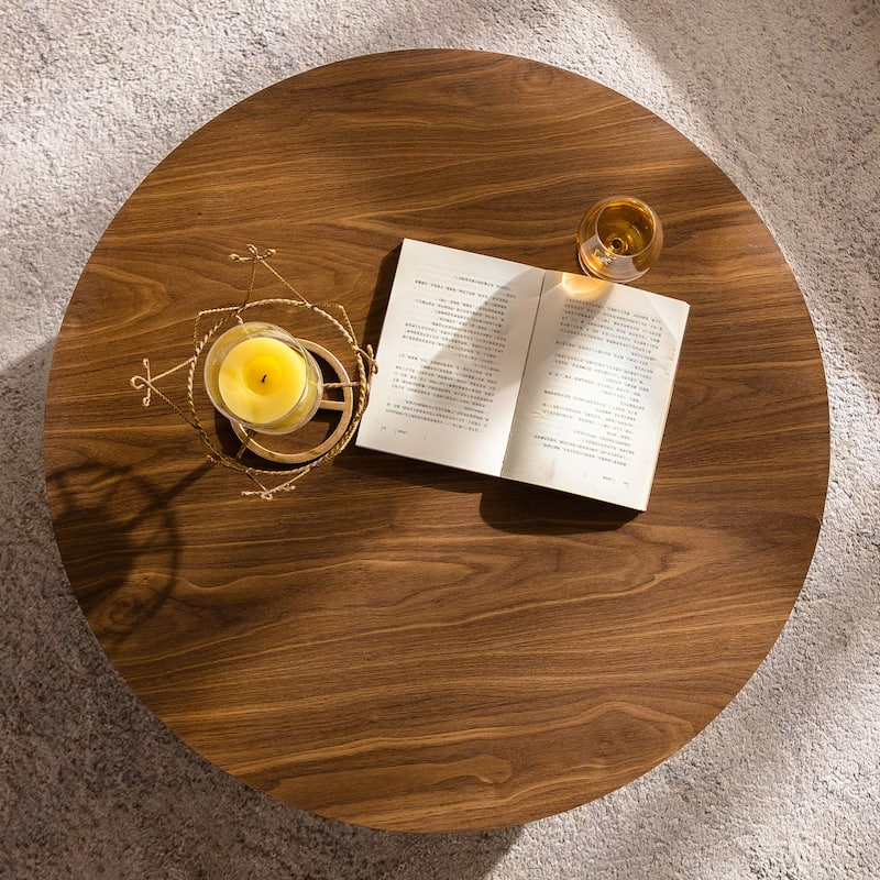 Round Wood 30.51 inch Coffee table for Living Room