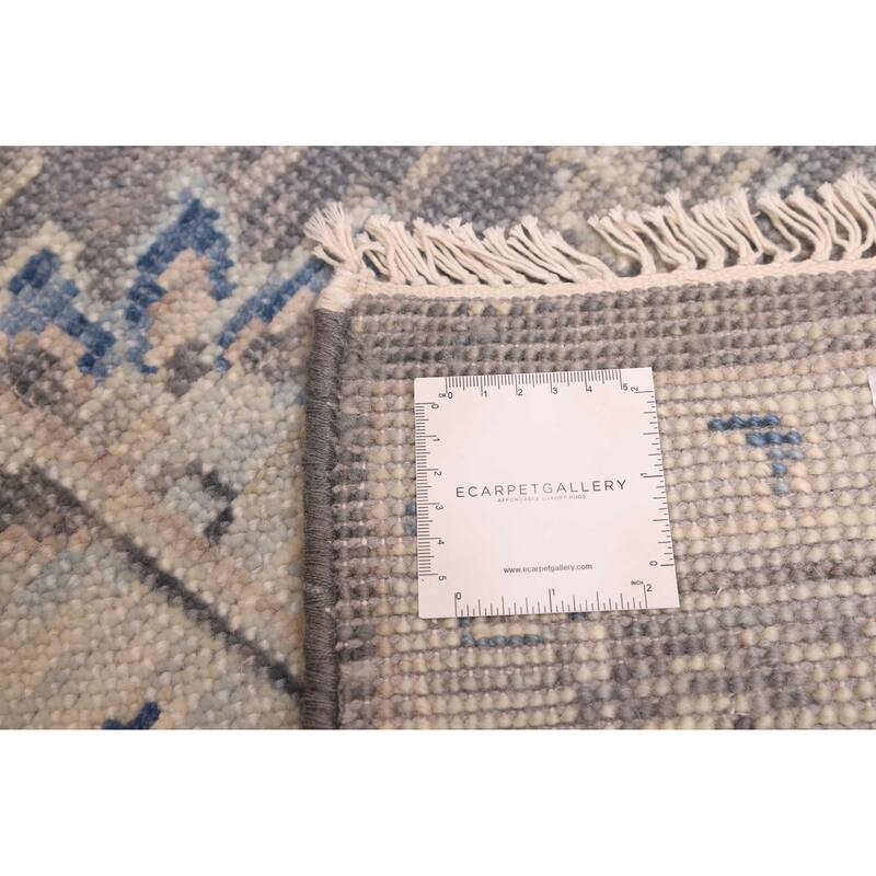 ECARPETGALLERY Hand-knotted Modern Oushak Dark Grey Wool Rug - 8'0 x 10'3