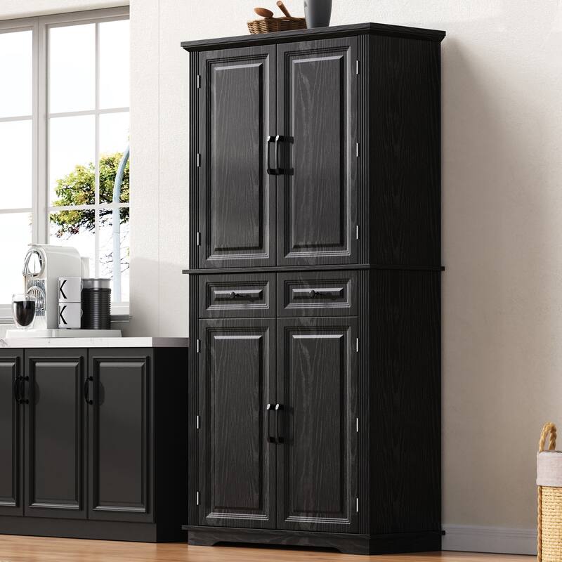 71" Tall Kitchen Pantry Cabinet with 3 Pull Out Cabinet Organizers
