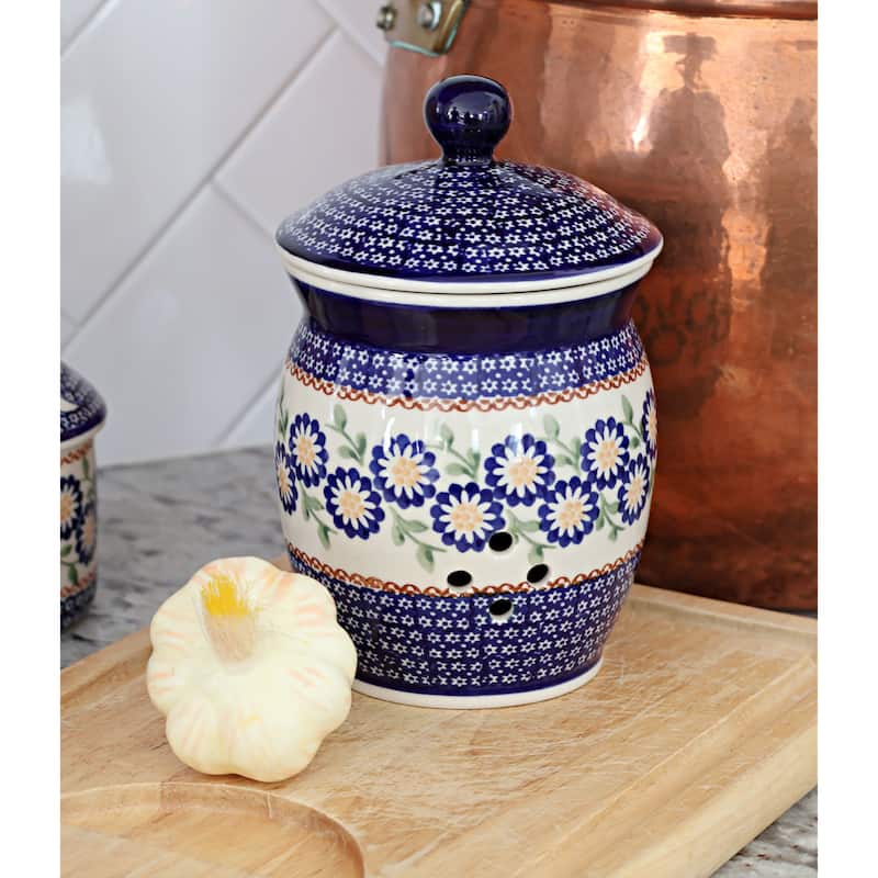 Blue Rose Polish Pottery P078 Manufaktura Garlic Keeper