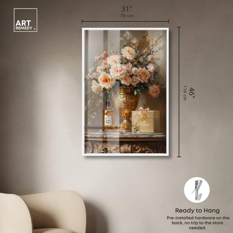Classical Vase Tans and Floral Shadowbox by Art Remedy