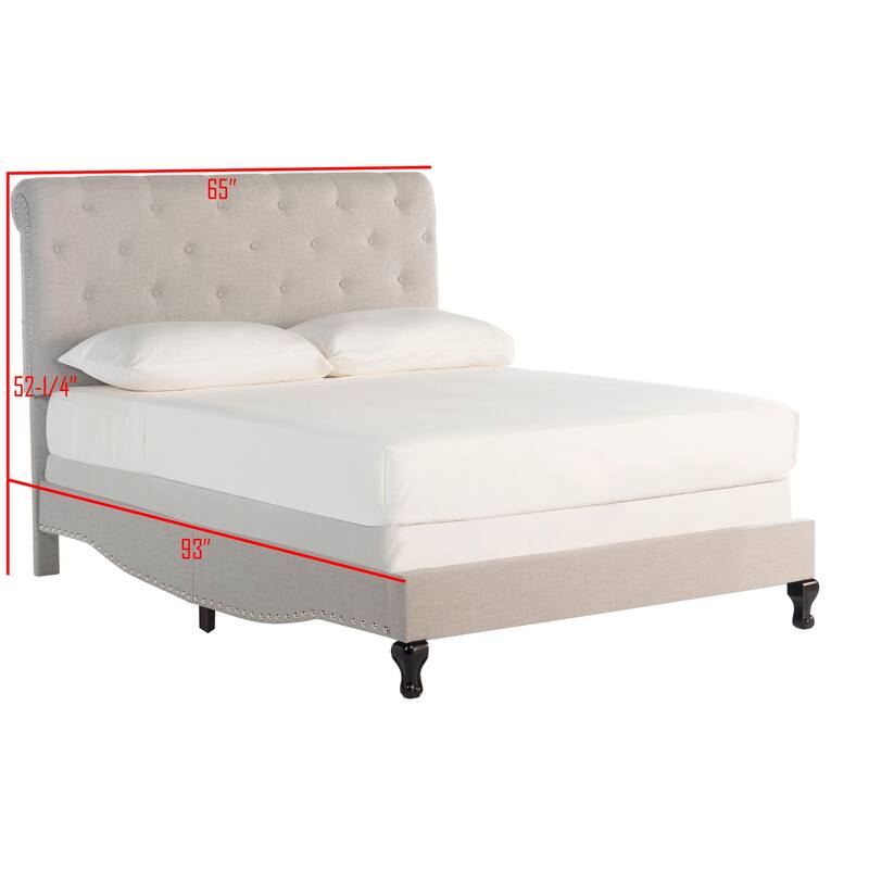 SAFAVIEH Kathie Upholstered Tufted Rolled Back Bed - Light Grey - Queen