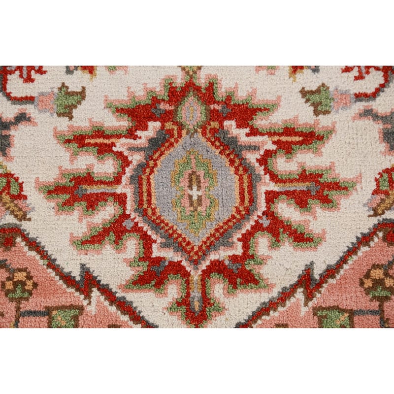 Hand Knotted Oriental 100% Wool Carpet Traditional Medallion Beige & Ivories Heriz (serapi) Area Rug - 9' 11'' X 8' 0''