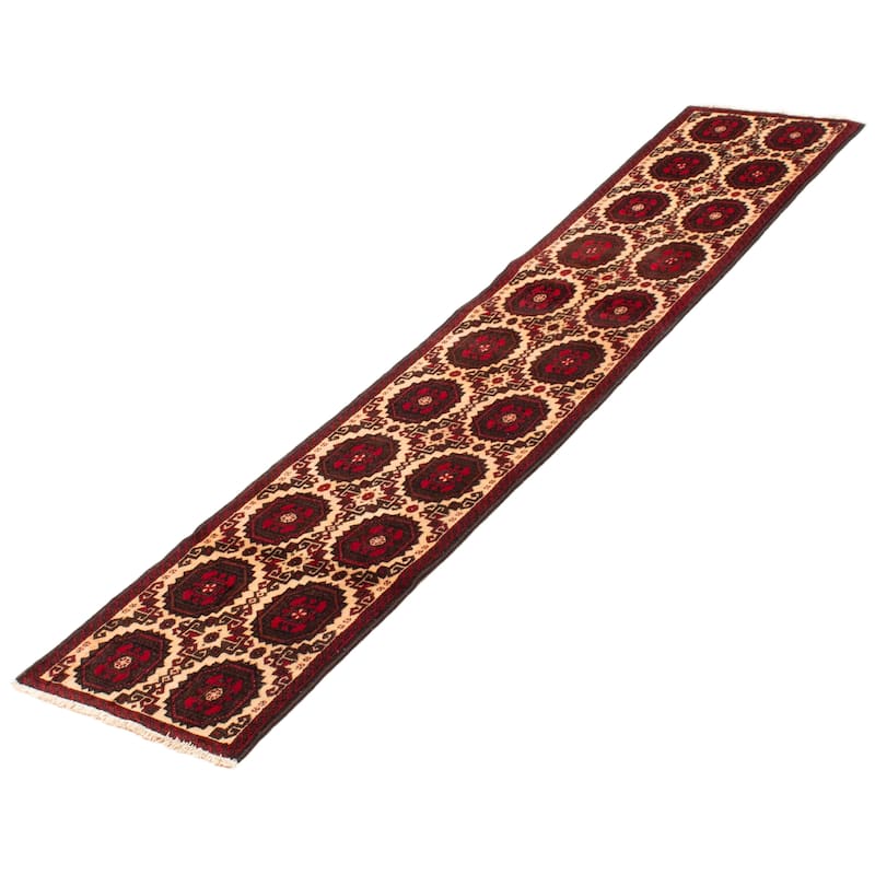 ECARPETGALLERY Hand-knotted Royal Baluch Cream Wool Rug - 1'10 x 9'3