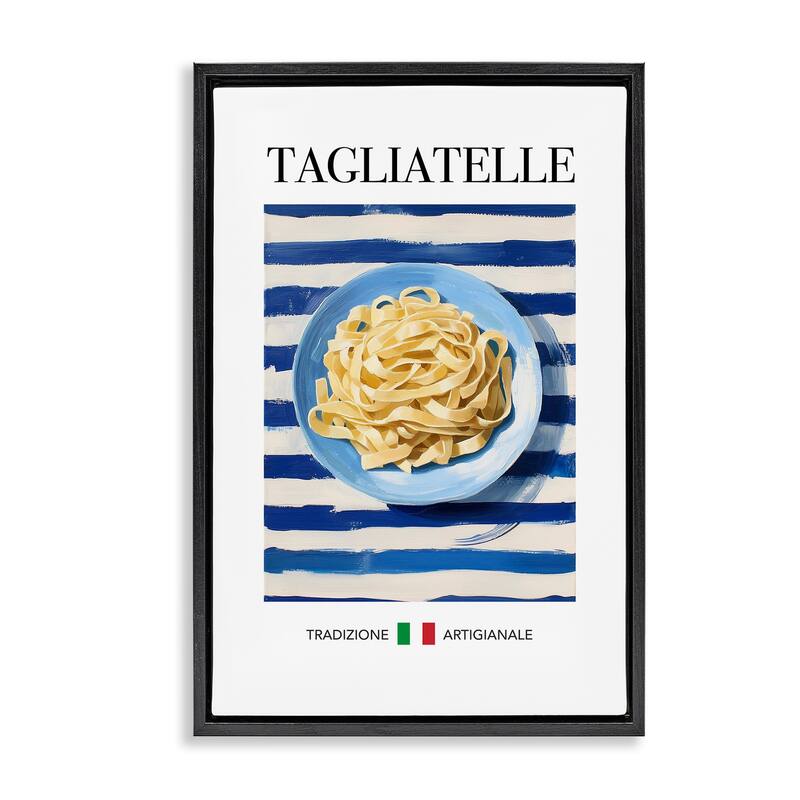 Stupell Traditional Tagliatelle Pasta Framed Floater Canvas Wall Art Design By Andreas Magnusson - 17 x 25 - Black