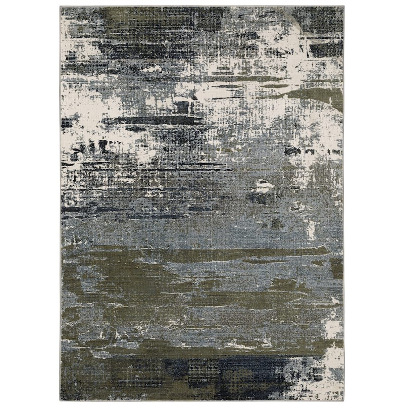 Style Haven Caldon Modern Abstract Area Rug - 3'3" X 5' - Blue/ Green - Runner/Rectangle