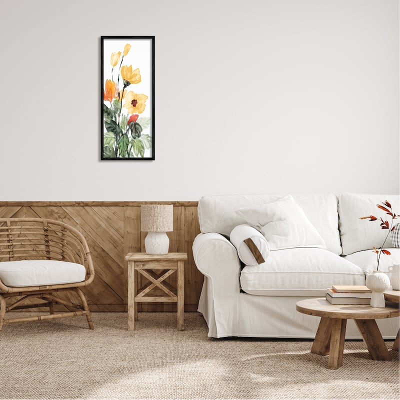 Stupell Yellow Abstract Poppies Framed Giclee Art Design by Lanie Loreth