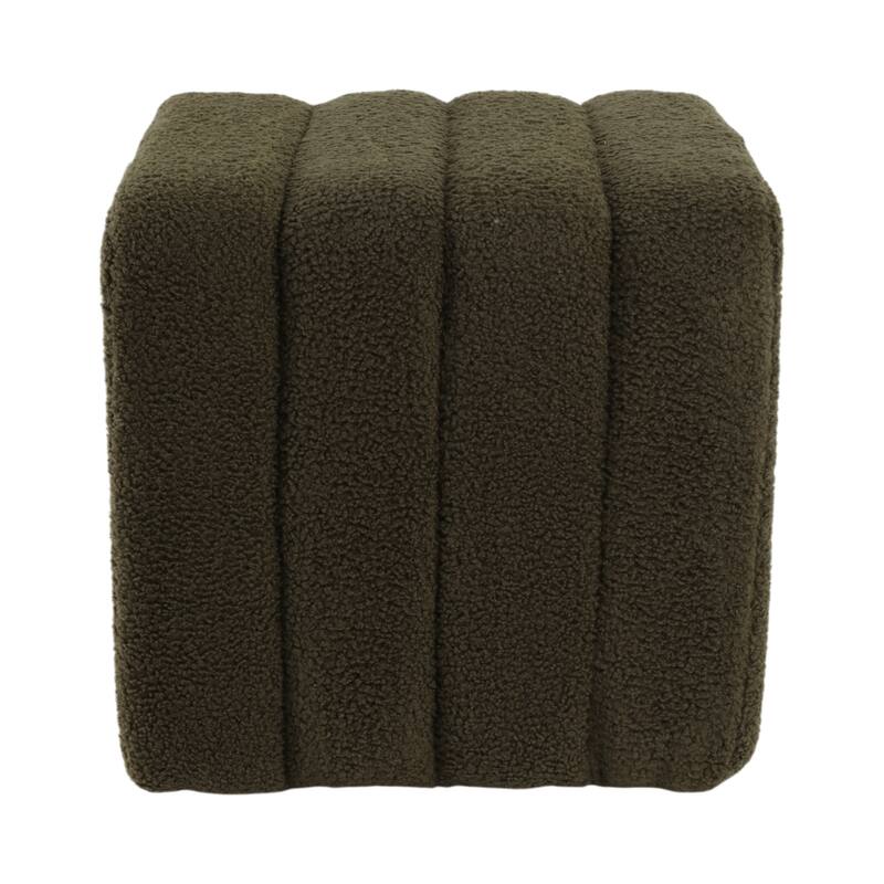 Modern Ottoman with Channel-Tufted Design - Upholstered Accent Cube