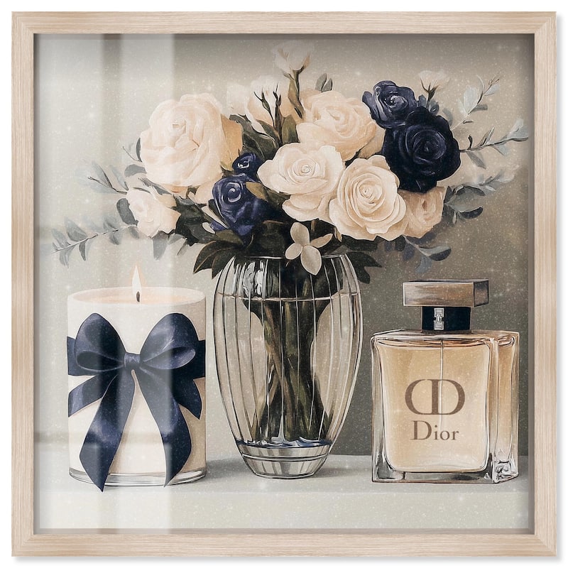 Ivory Perfume Flowers in Vase Shadowbox by Art Remedy - Natural - 12" x 12"