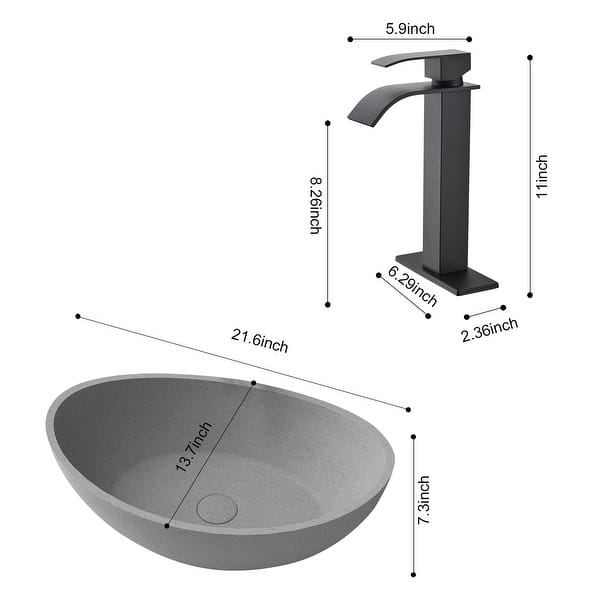 Concrete Vessel Bathroom Sink and Faucet Combo - Bed Bath & Beyond ...