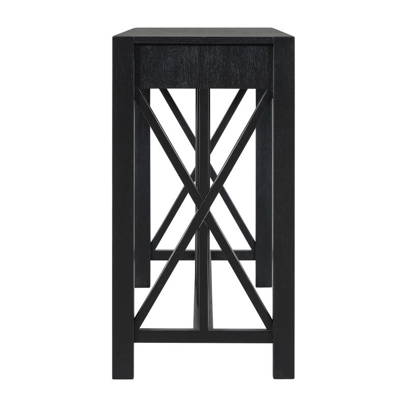60'' Console Table with 4 Spacious Drawers, Entryway Table with X Shaped Base
