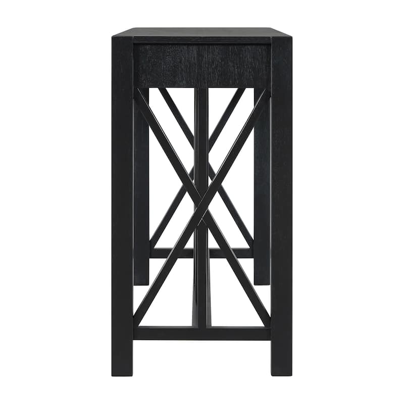 Roomfitters 60" Farmhouse Console Table, Acacia Veneer Entryway Sofa Table with 4 Drawers and Crisscross Design