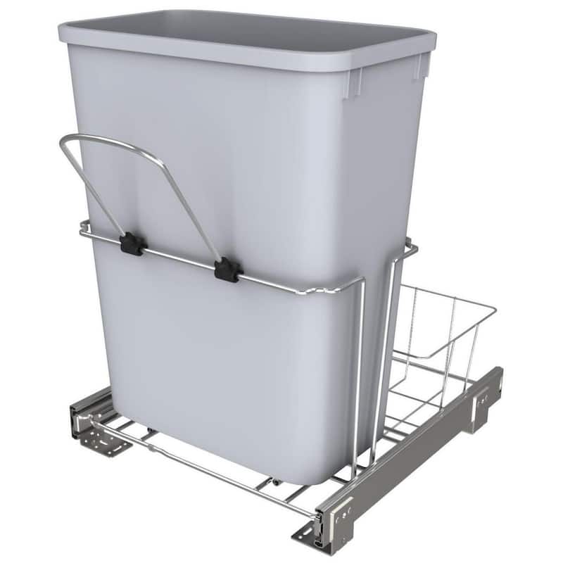 Rev-A-Shelf RUKD Series Bottom Mount Single Bin Trash Can - 32 Quart - Gray