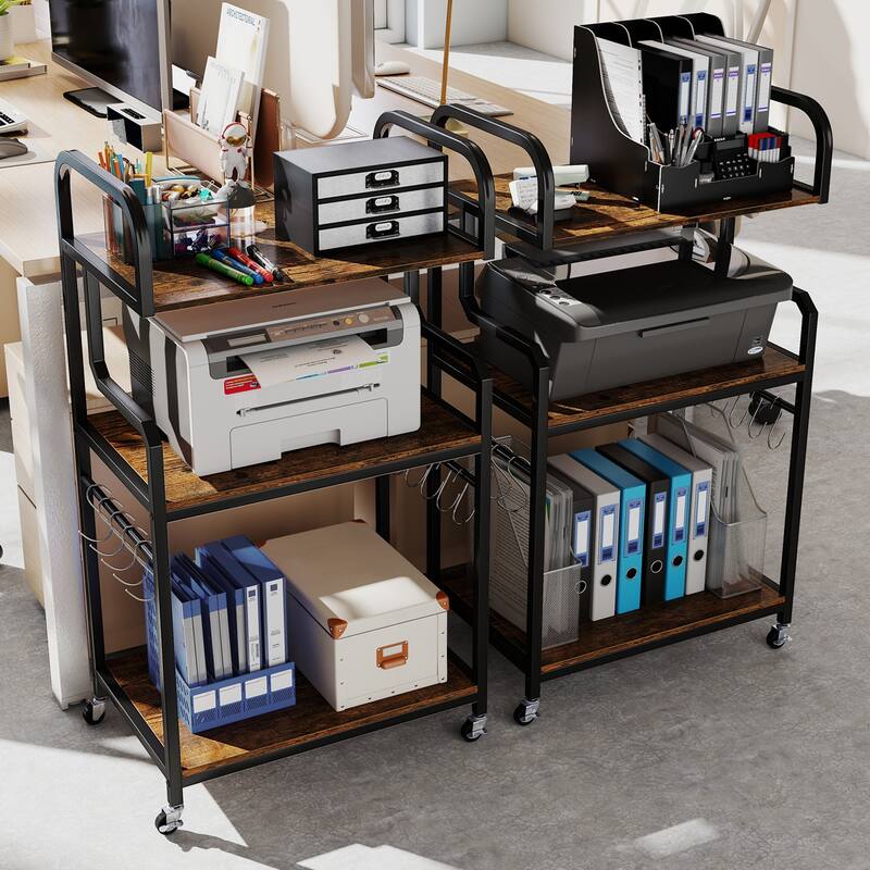 Gymax 3-Tier Rolling Printer Stand Home Office Large Printer Cart w/